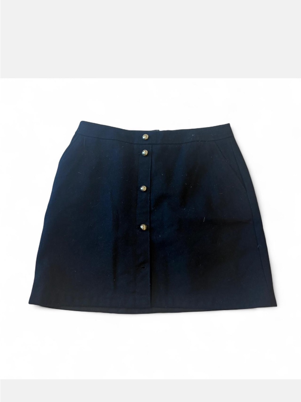 Classic Black Button-Front Mini Skirt